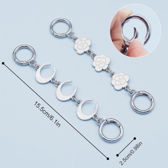 2pcs Silver And White chain/strap Bag Extenders. New - Picture 3 of 4